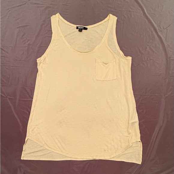 DKNY Yellow Relaxed Pocket Tank Top Size Large - Picture 2 of 7